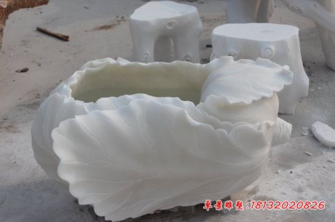 汉白玉白菜造型石雕水缸