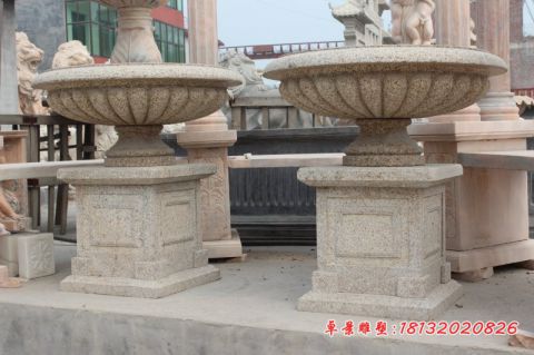 花岗岩公园景观石雕花盆