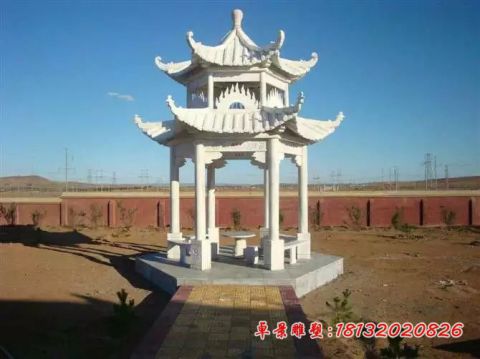 公园大理石双层石凉亭