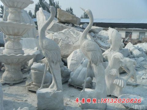 大理石仙鹤公园动物石雕