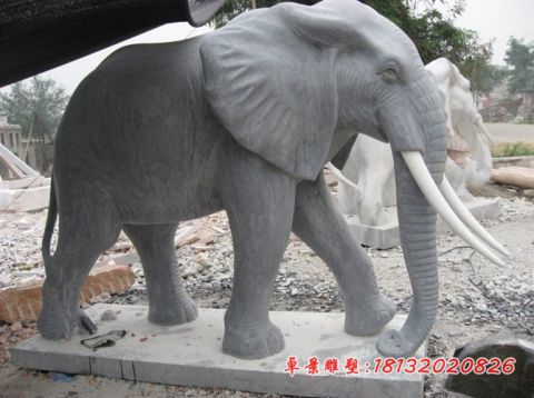 寺庙门前仿古石雕大象