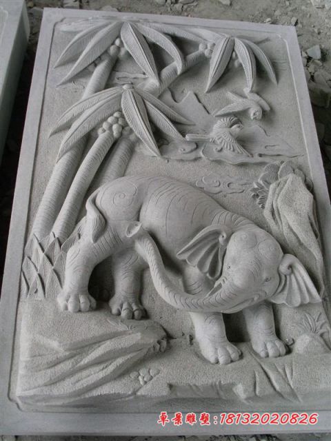 公园壁画大理石大象石浮雕