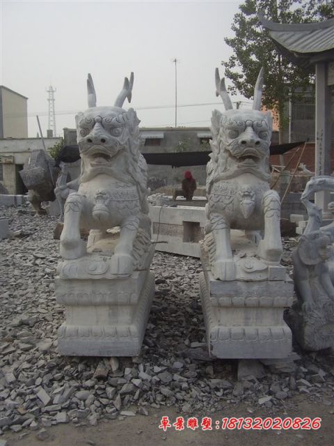 门口镇宅青石仿古石雕麒麟