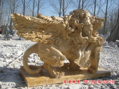 晚霞红飞狮欧式石狮子