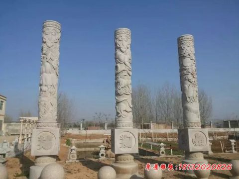 大理石十二生肖文化柱