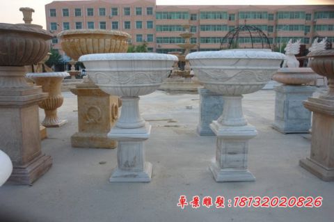 大理石欧式小区石雕花盆