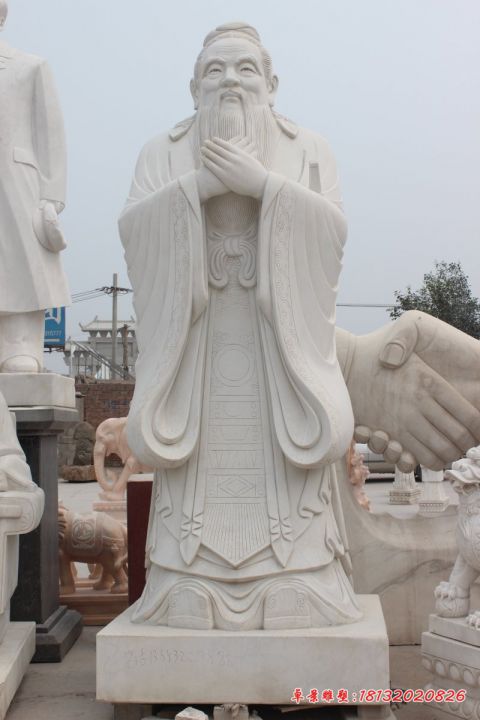 汉白玉名人校园石雕孔子