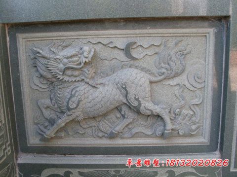 古代神兽大理石麒麟石浮雕
