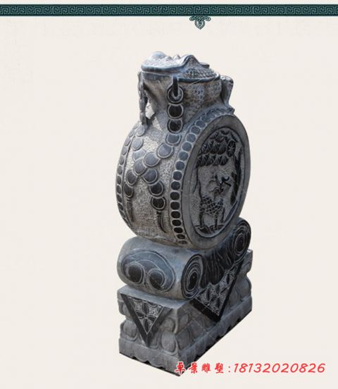 门前青石金蟾门墩