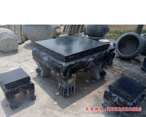 庭院青石仿古四足石桌凳
