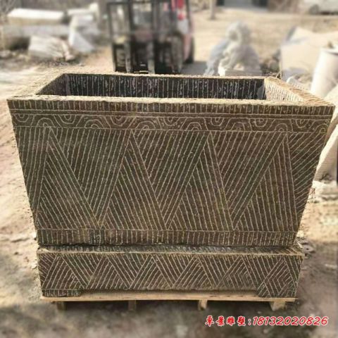 公园仿古方形石水缸