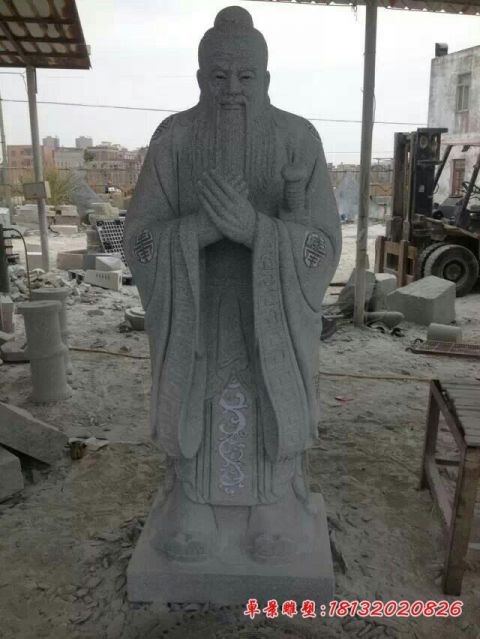 校园青石仿古石雕孔子