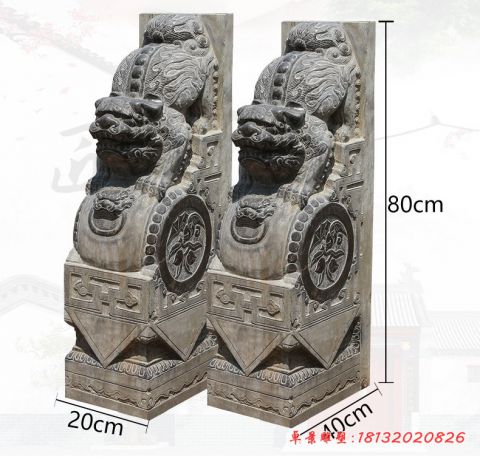 仿古狮子门墩石雕
