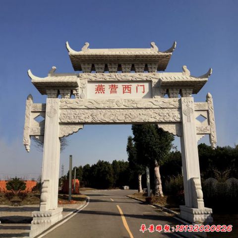 石雕单门石牌坊雕塑