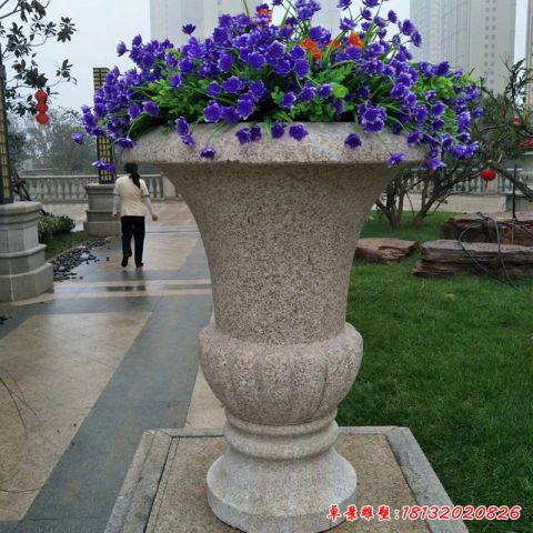 石雕小区花盆雕塑