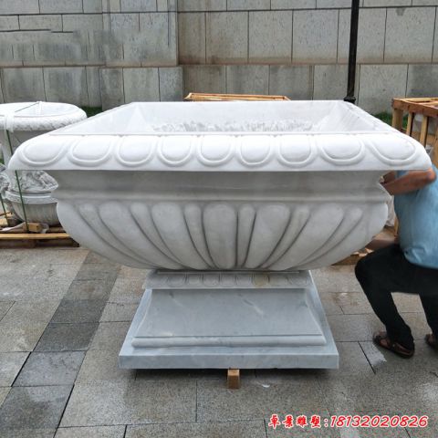 石雕花盆景观雕塑