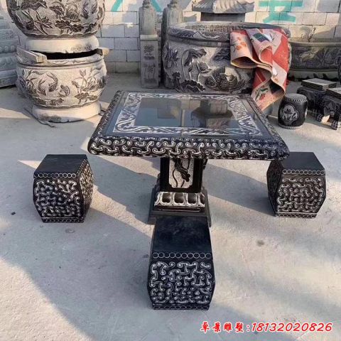 仿古石桌雕塑
