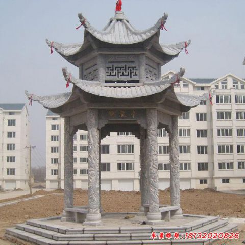 青石建筑凉亭石雕