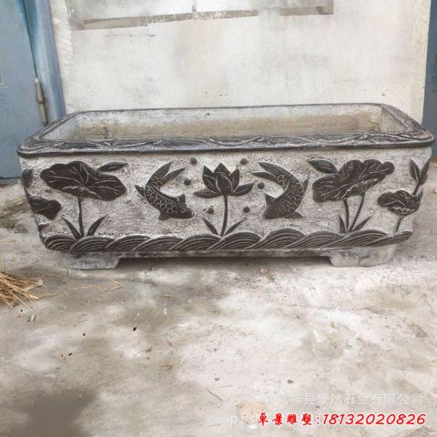 庭院方口水缸石雕