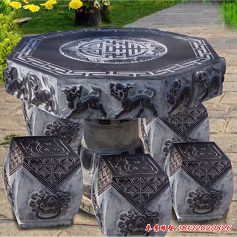 仿古八角石桌雕塑