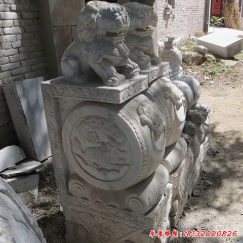 石雕貔貅抱鼓石