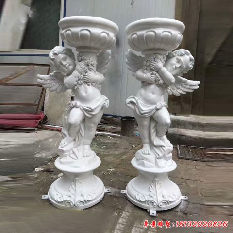 汉白玉小天使花盆