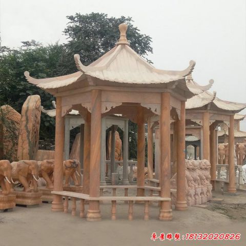 四角凉亭石雕