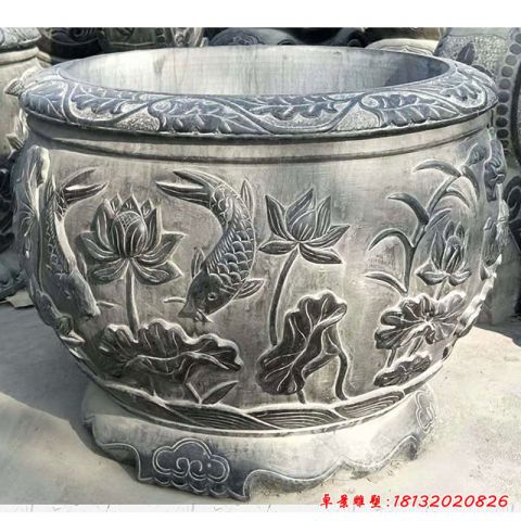 青石景观水缸雕塑