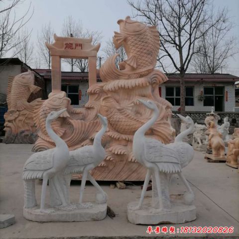 广场仙鹤动物雕塑