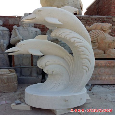 园林动物海豚石雕