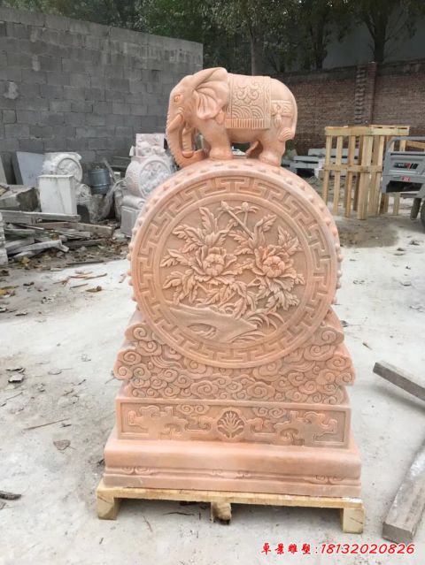 公园小象抱鼓石