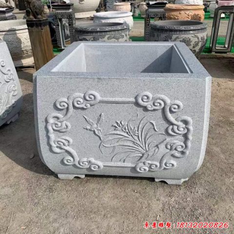 公园石雕花盆雕塑