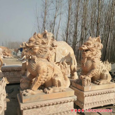 石雕麒麟动物雕塑