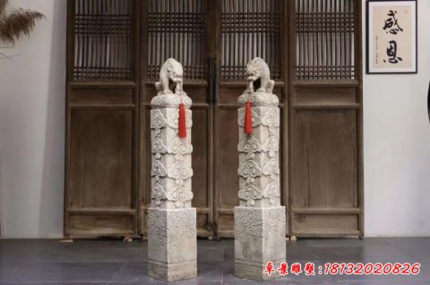 石雕仿古神兽拴马桩
