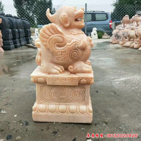 古代貔貅门墩石雕