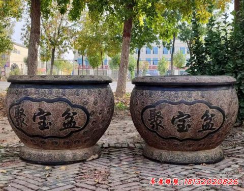 园林仿古花盆石雕