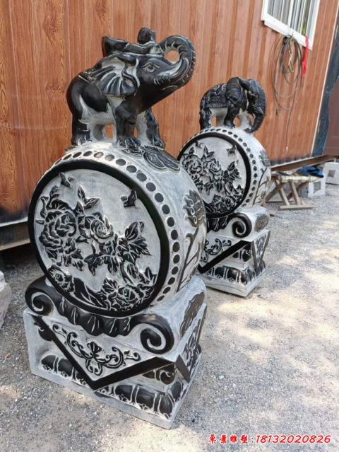 小象仿古抱鼓石