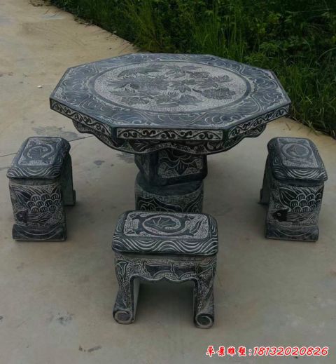 小区青石景观石桌凳