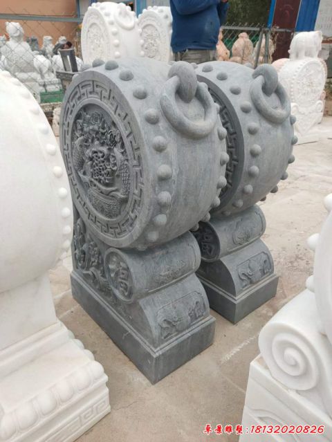 青石抱鼓石石雕