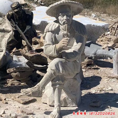 姜太公石雕人物