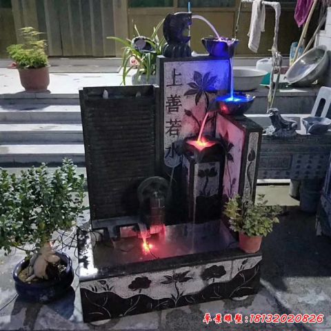 公园石雕流水池