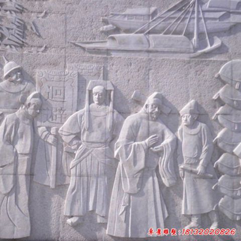 古代影壁人物石雕