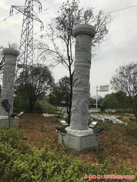园林龙柱石雕