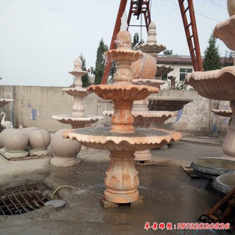 三层石雕喷泉雕塑