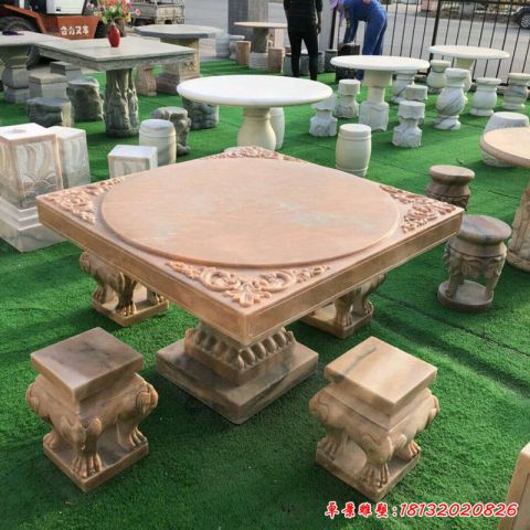 校园方桌石雕