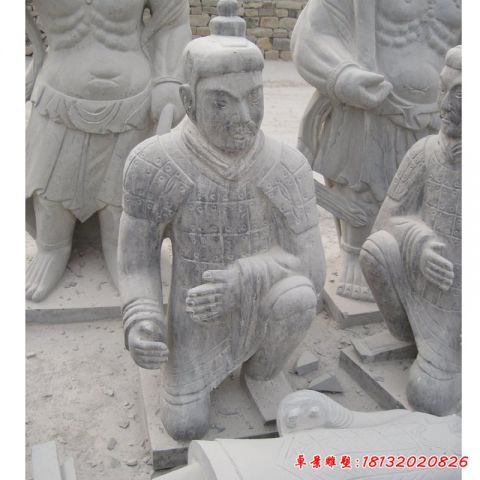 青石兵马俑雕塑