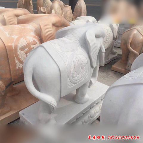 瑞兽动物大象石雕
