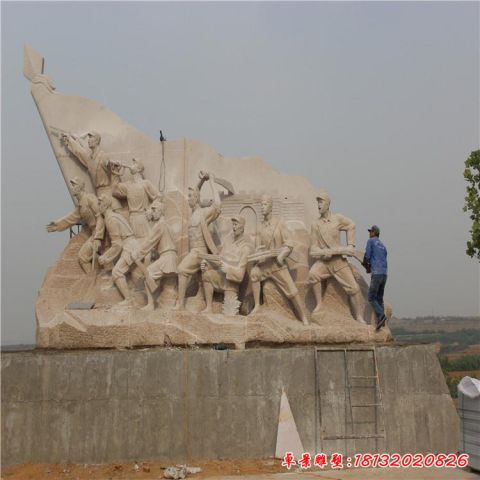 石雕广场战士雕塑