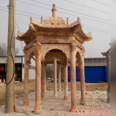 六角石凉亭石雕