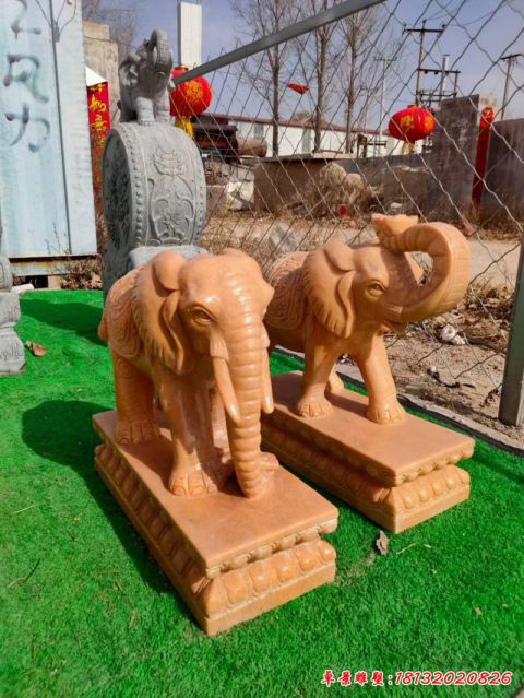 晚霞红动物大象